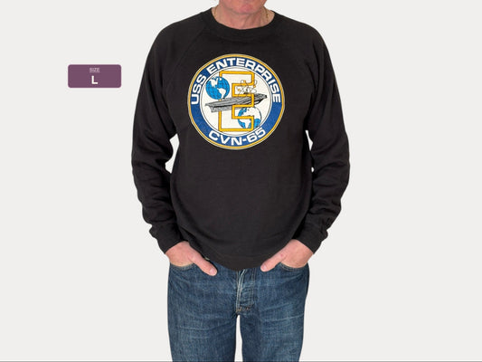 Size L Crew Neck 80s USS Enterprise CVN-65 Made In USA By Hanes