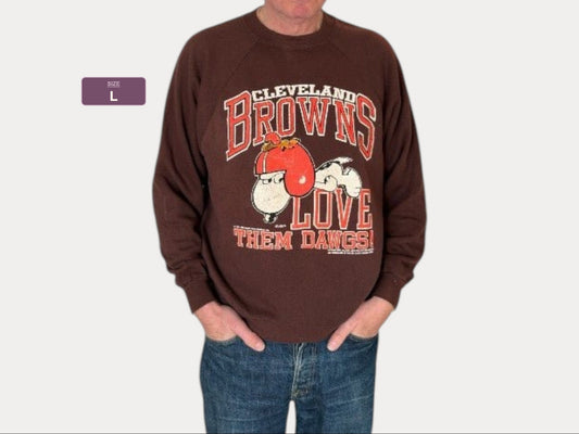 Size L Crew Neck Cleveland Browns Snoopy Made in USA By Russell