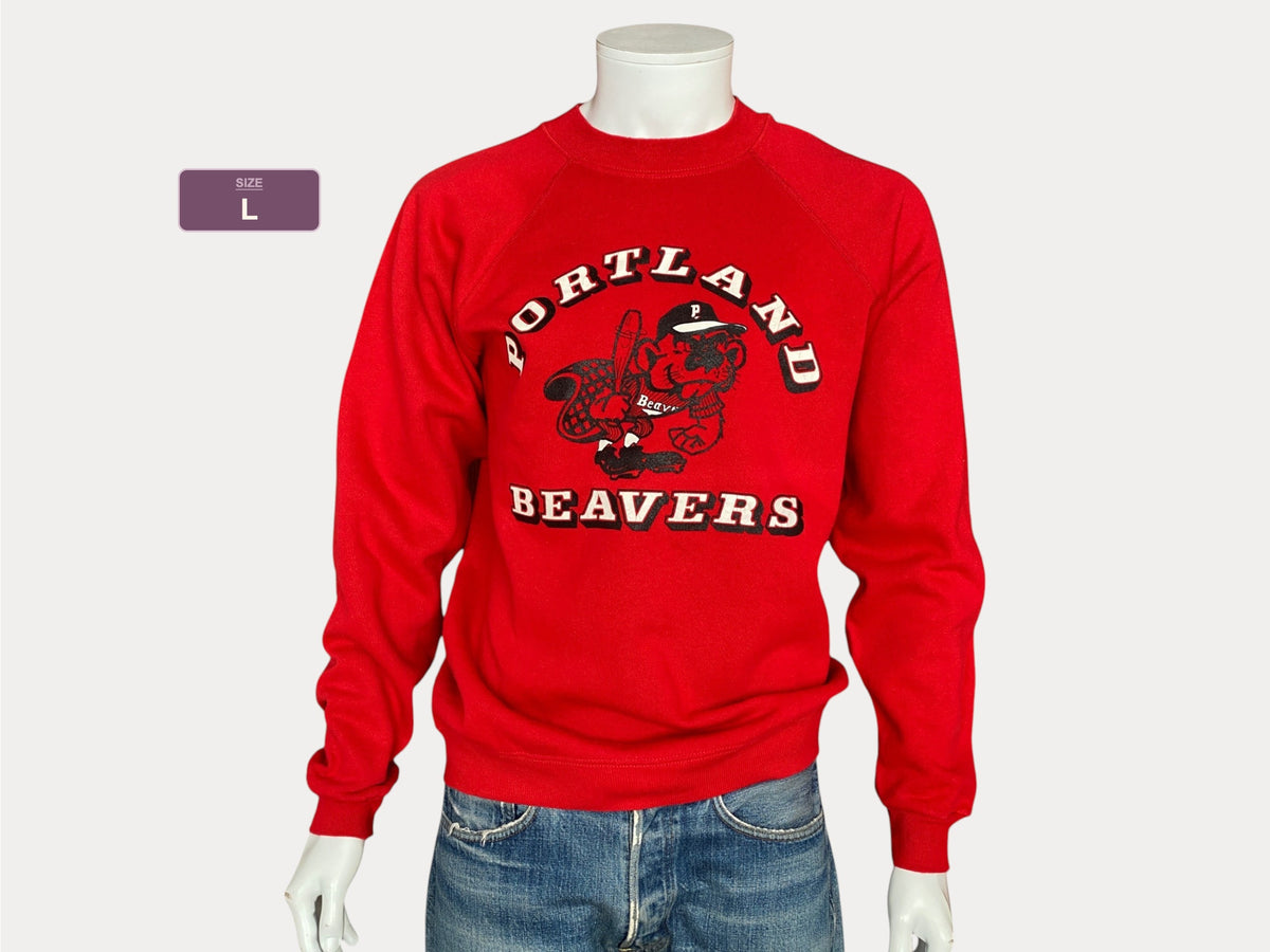 Large Vintage Portland Beavers 80s Sweatshirt Made in USA | Retro Sports Apparel