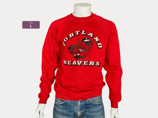 Large Vintage Portland Beavers 80s Sweatshirt Made in USA | Retro Sports Apparel