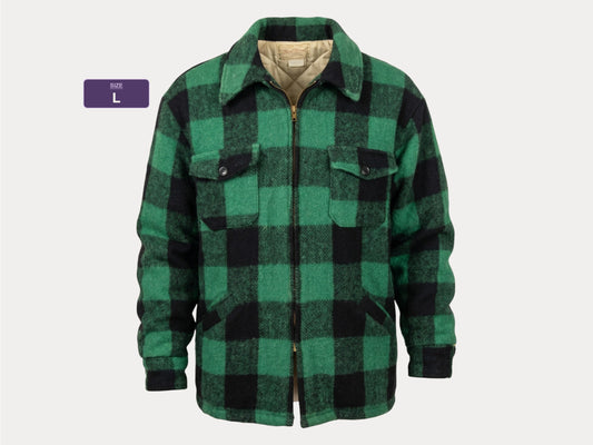 Size Large Vintage buffalo plaid wool jacket Made in USA
