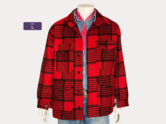 Vintage 60s Pendleton Buffalo Plaid Cruiser Jacket Coat Size L