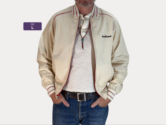 Size Large, Vintage 80s  Lightweight Cotton-Blend Zip Jacket. Made in USA