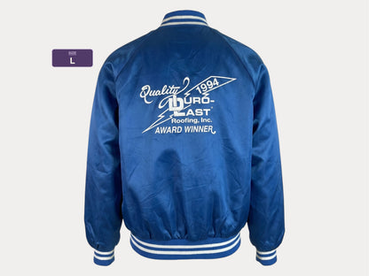 Size Large. Vintage 90s Blue Satin Jacket Made In USA-AJ357 Studio