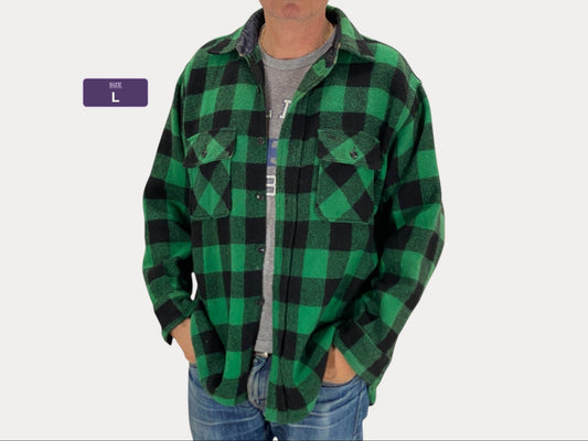 Size Large, 60s Pilgrim Heavy plaid shirt Made in USA Buffalo plaid