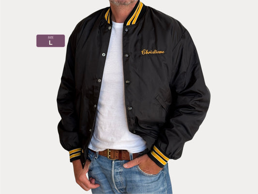 Vintage 80s Cresskill Cheerleaders Nylon Bomber jacket.  Made in USA / Medium