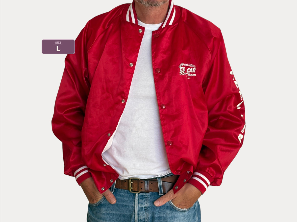 Vintage 1995 Cool Car Racing Team Satin Bomber jacket - Made in USA- Large