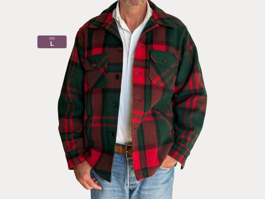 Size Large. .Vintage L.L. Bean Wool Plaid Jacket – 4 Pockets, Made in USA, Classic Outdoor Style