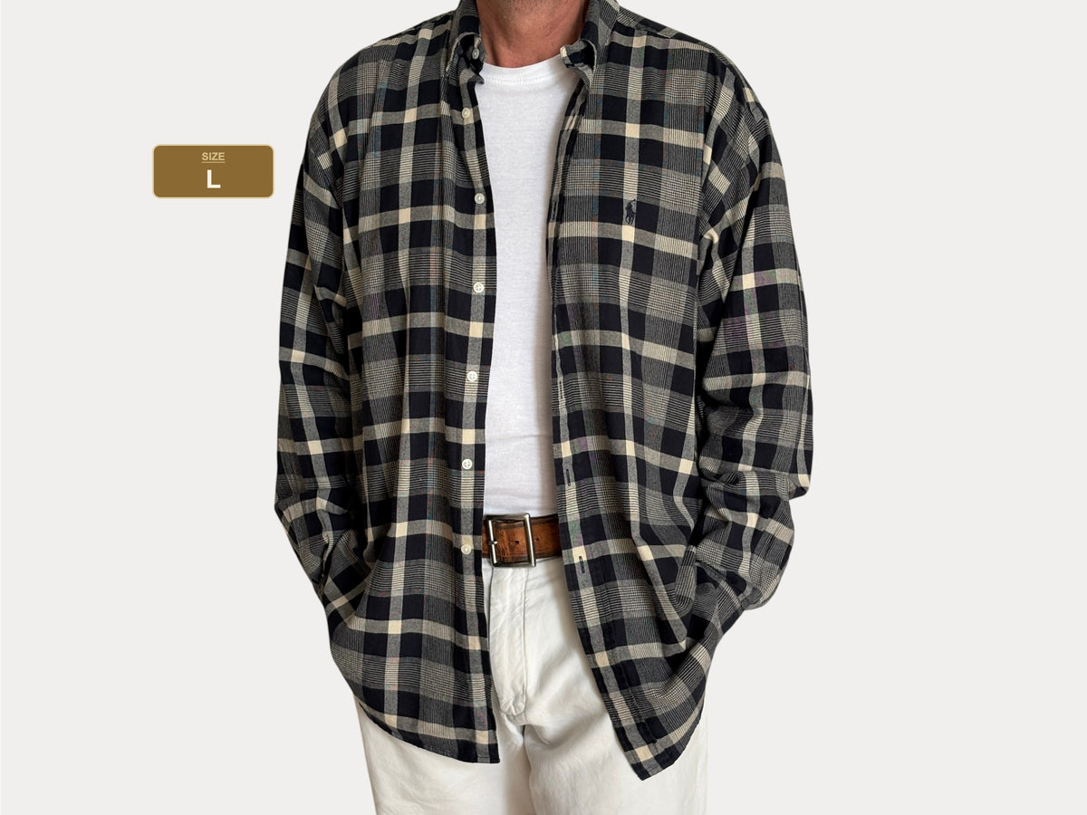 Vintage Ralph Lauren Blaire Plaid Shirt — 100% Cotton — Size Large