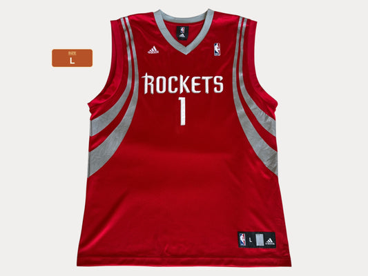 Adidas Houston Rockets Tracy McGrady No. 1 Jersey Size L Red Mesh NBA 2000s