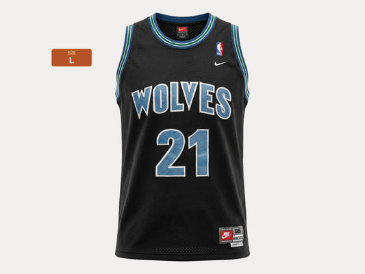 Nike Minnesota Timberwolves Kevin Garnett No. 21 Jersey Size L Black Mesh 1995 NBA Vintage