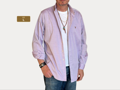 Ralph Lauren Classic Fit Shirt 16.5/35 Lavender Oxford Cotton Vintage