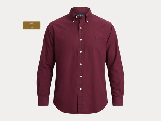 Ralph Lauren Classic Fit Shirt Large Burgundy Wine Cotton Vintage