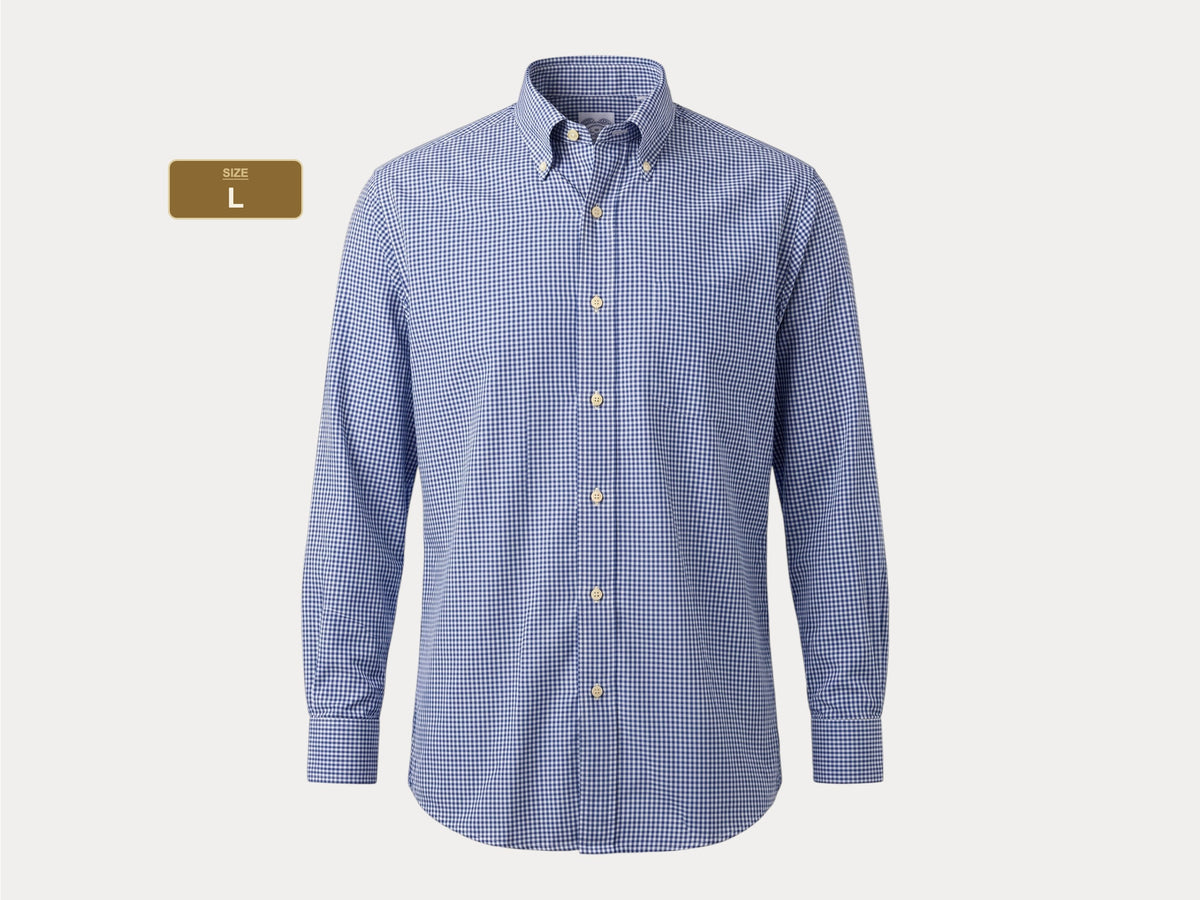 Brooks Brothers Relaxed Fit Button-Down Shirt 16-2 Large | Navy Gingham Cotton | Est 1818 | Mens Classic Shirt