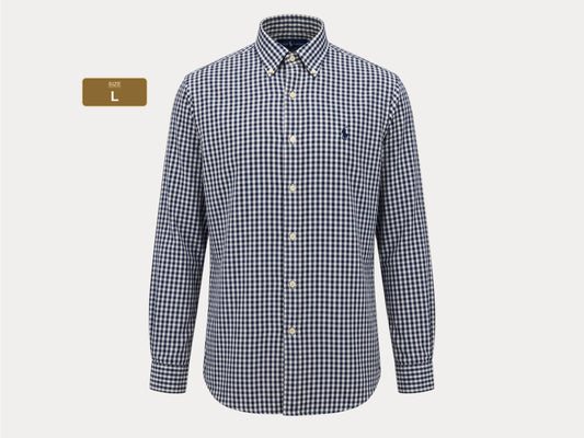 Ralph Lauren BLAKE Button-Down Shirt Medium | Navy Black Gingham Cotton | Mens Classic Shirt