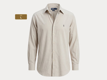 Polo by Ralph Lauren ANDREW Shirt 16-34/35 Large | Grey Windowpane Check Cotton | Vintage Mens Shirt