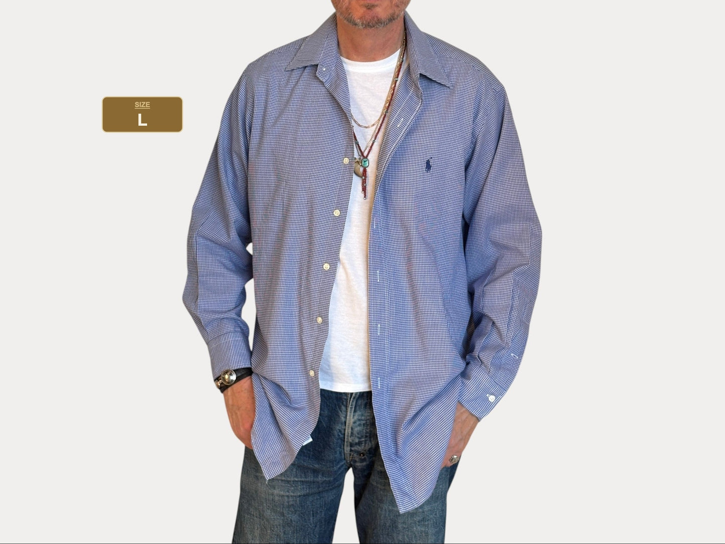 Polo Ralph Lauren Andrew Shirt 16/35 Navy Gingham 100% Cotton