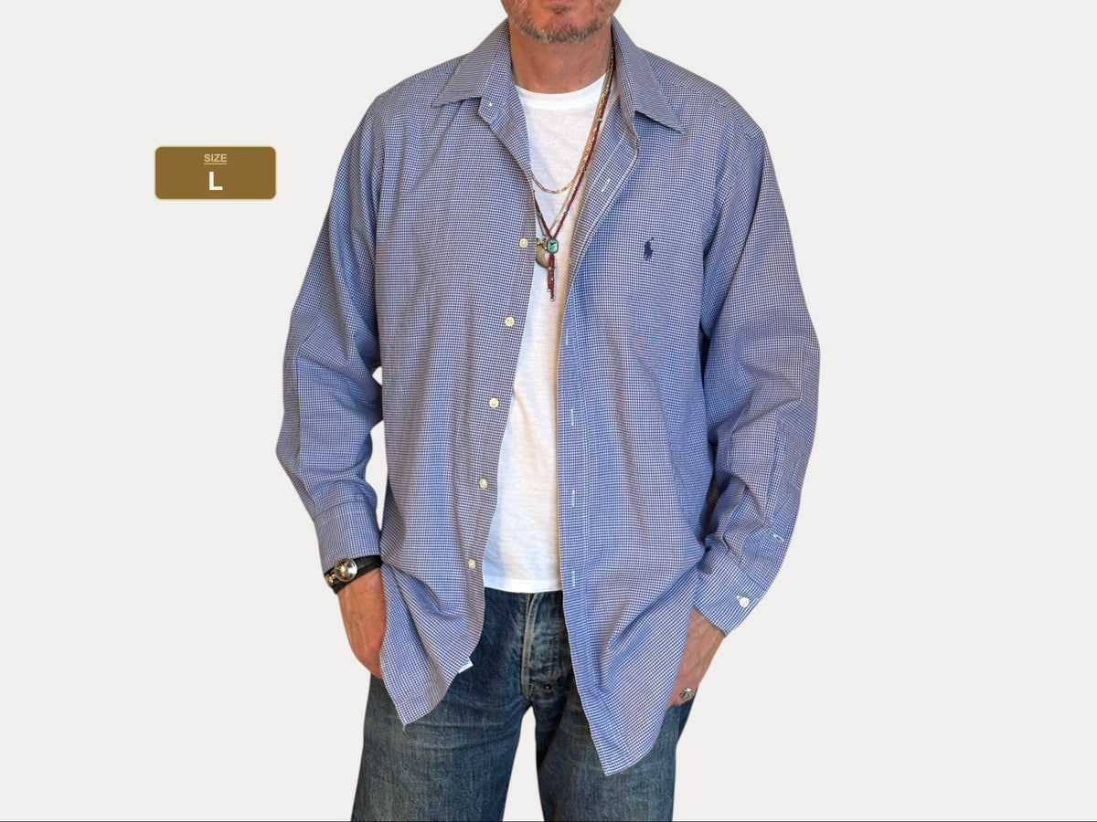 Polo Ralph Lauren Andrew Shirt 16/35 Navy Gingham 100% Cotton-AJ357 Studio