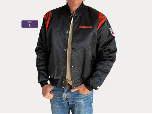 Large Size Vintage 80s Bengals Jacket, Made in USA - Sports Memorabilia