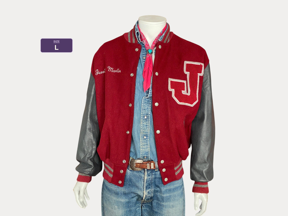 Size Large  90s Original Vintage varsity jacket Made in USA By Delong