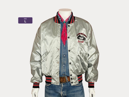 Size L. Made In USA Vintage 80s satin bomber Jacket
