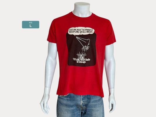 Vintage 80s Single Stitch WGN Radio tee – late-night Chicago vibes with Ed ‘Chicago’ Schwartz. Large
