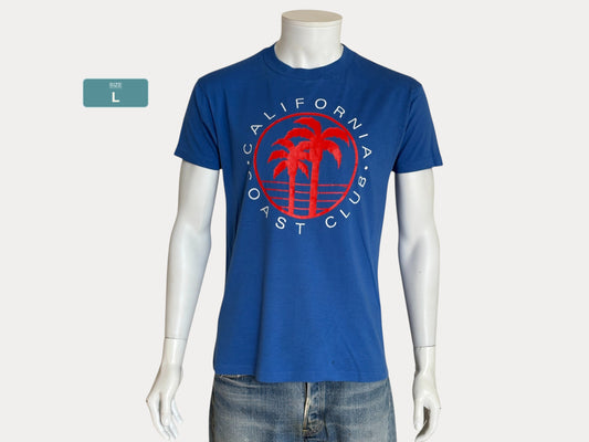 Vintage 80s California Coast Club tee – bold SoCal vibes with retro palm tree print. Large