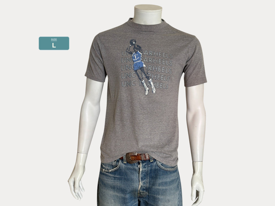 Vintage 80s Single Stitch UNC TarHeels basketball t-shirt – retro graphic print . Made in USA- Large-AJ357 Studio