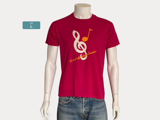 Vintage Vermont Symphony Orchestra T-Shirt – Fuchsia Pink, 80s Music Logo, Rare and Original-Large