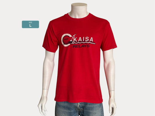 Vintage 1988 KAISA Relays tee – bold aquatic competition graphic with retro energy. Large