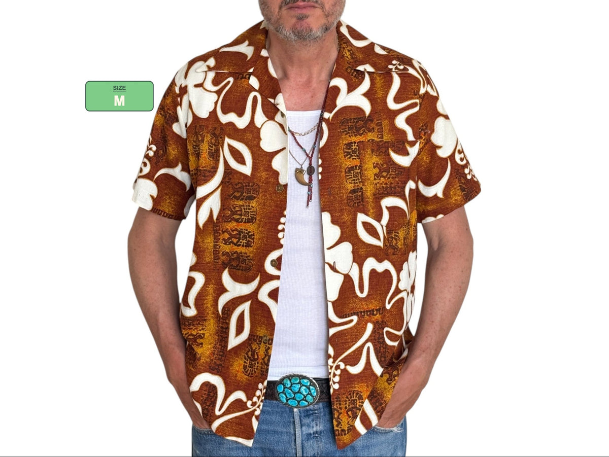 Chemise hawaïenne vintage en coton des années 60, fabriquée à Hawaï | Taille M