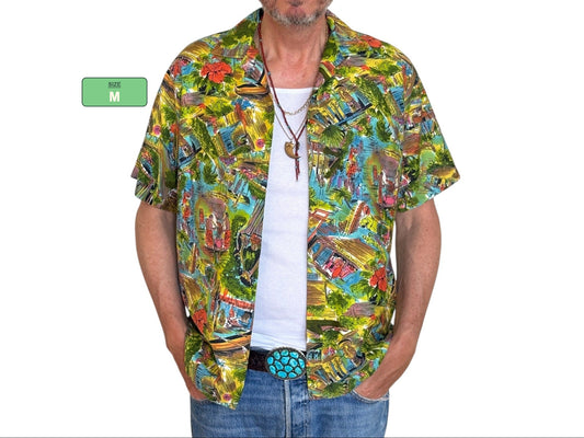 Vintage 60s Hawaiian Satin Shirt Hawaii | AJ357 Studio