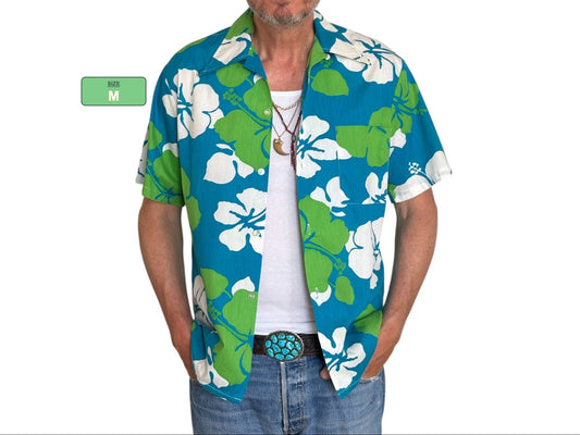 Vintage 60s Hawaiian Cotton Shirt Made in Hawaii | Size M