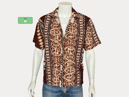 Vintage 60s Hawaiian Cotton Shirt Made in Hawaii | Size M