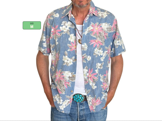 Medium Size Vintage 80s Hawaiian Cotton Shirt - Retro Island Collectible