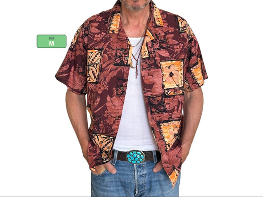 Size M. Vintage 80s Hawaiian cotton shirt made by Ocean Pacific