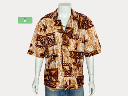 Oversized Medium Size Vintage 90s Hawaiian Cotton Shirt - Retro Island Collectible