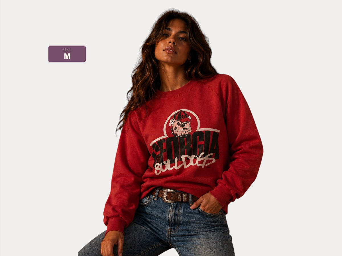 Vintage 90s Georgia Bulldogs Sweatshirt - Size M | Made in USA | Retro Collegiate Style