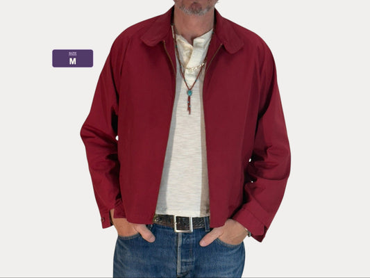 Size Med , Vintage 70s Lightweight Cotton-Blend Zip Jacket. Talon zipper