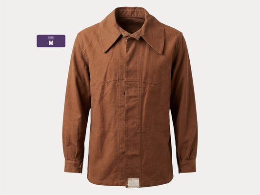 Chaqueta vintage de trabajador ferroviario francés de la SNCF - Lona de pato marrón - Abrigo de trabajo - Talla mediana