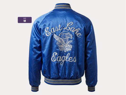 Size Med. Vintage  embroidered 80s East Lake Eagle Satin Jacket Made In USA by Rennoc