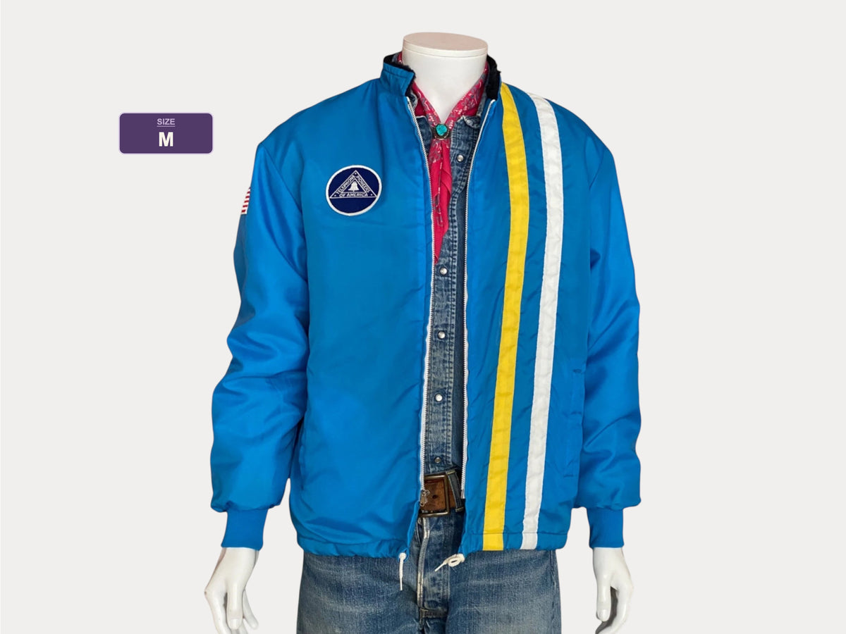 Size M. Vintage 70s nylon lined racing jacket Made In USA