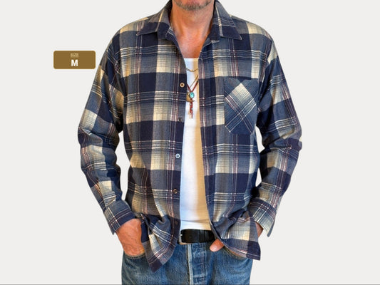 Camisa a cuadros grunge retro de los 80 - Talla mediana. Clásicos de ropa de trabajo