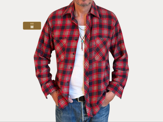 Camisa de franela a cuadros vintage de los años 80, talla mediana – Ropa de trabajo grunge retro