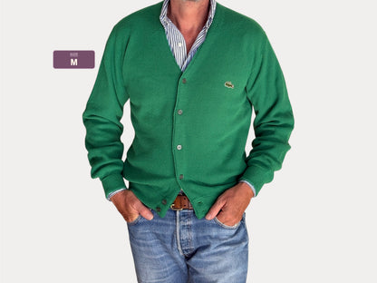 Vintage 80s Izod Lacoste knit cardigan — Medium