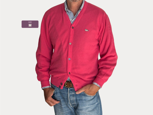 Vintage Izod Lacoste Pink Knit Cardigan — Medium