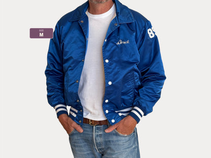 Vintage 60s Wayne Valley Track Satin Bomber jacket -Made USA -Men's Medium