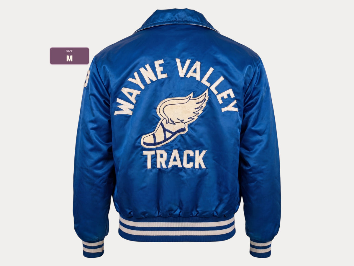 Vintage 60s Wayne Valley Track Satin Bomber jacket -Made USA -Men's Medium-AJ357 Studio