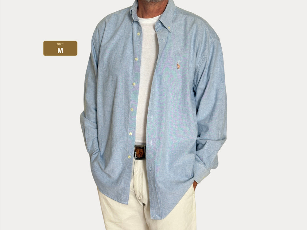 Vintage Polo Ralph Lauren Yarmouth Chambray Oxford Shirt — Size 16.5 Large