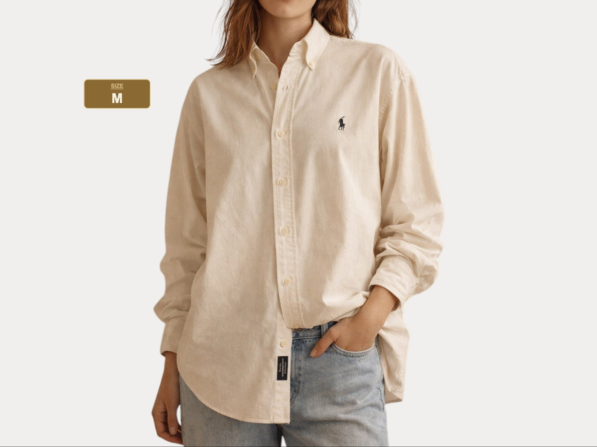 Ralph Lauren Blake Shirt Medium White Cotton Button Down USA Made-AJ357 Studio